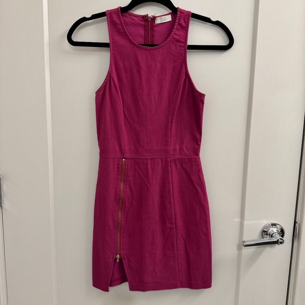 Women's XS Tobi Purple Pink Bodycon Mini Dress with Thigh Zipper Slit